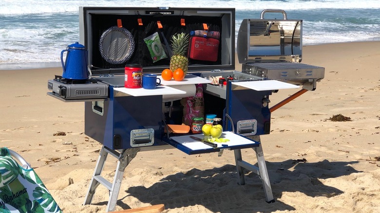 Tailgate N Go portable kitchen on beach