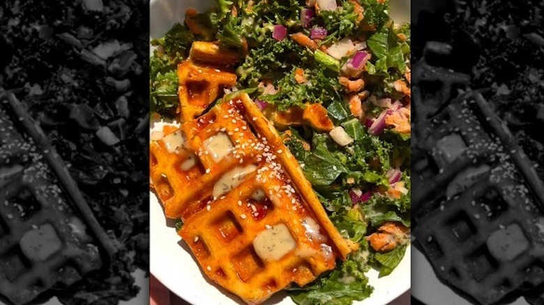 Waffled tofu salad