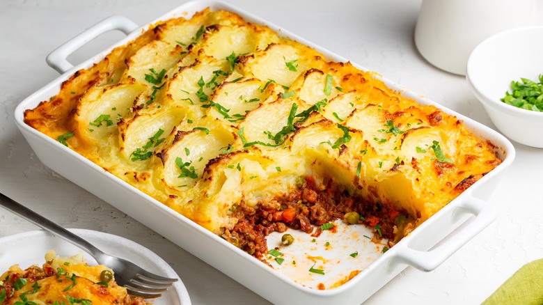 Baking dish of shepherd's pie