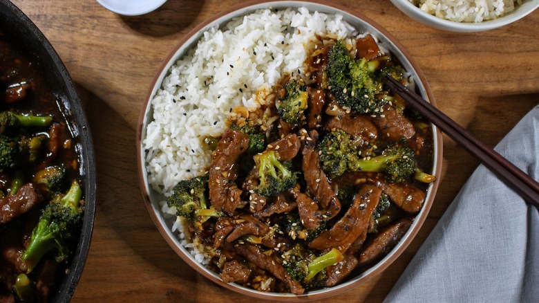 beef and broccoli with rice