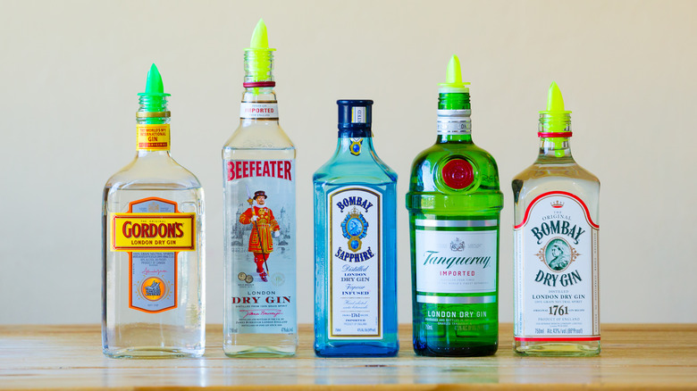 Assorted bottles of gin