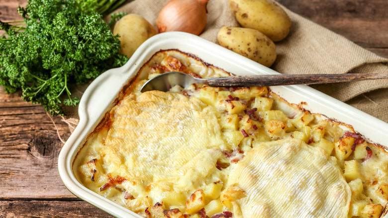 Tartiflette in casserole dish