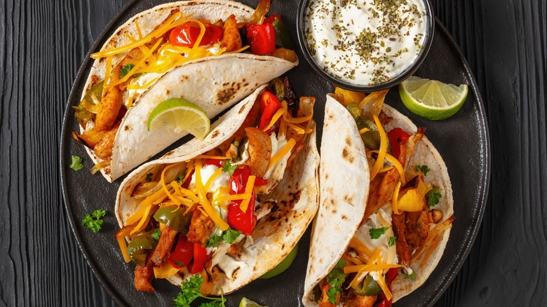 Chicken fajitas on a plate