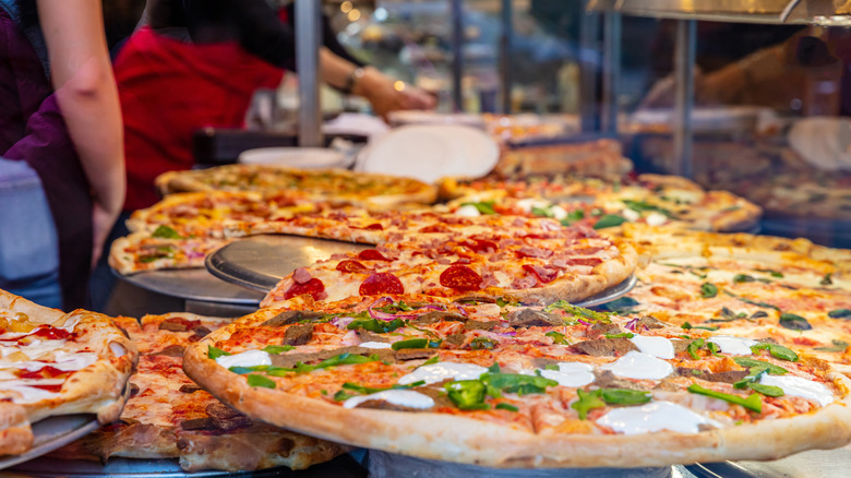 pizzas in shop