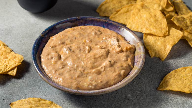 Bowl of refried bean dip