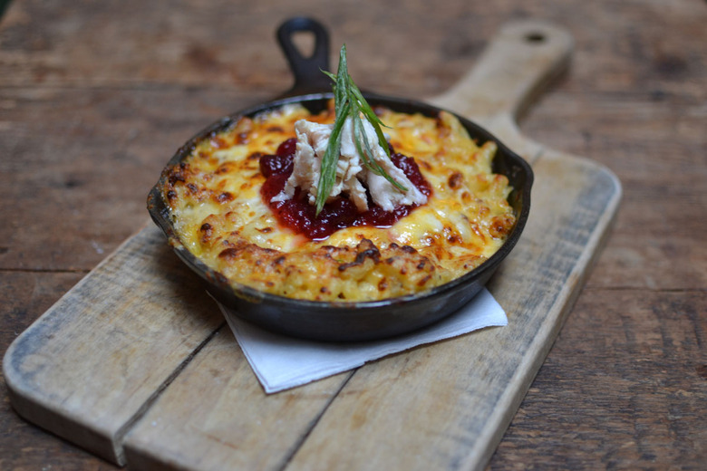 Baking turkey mac and cheese gives it a crispy crust