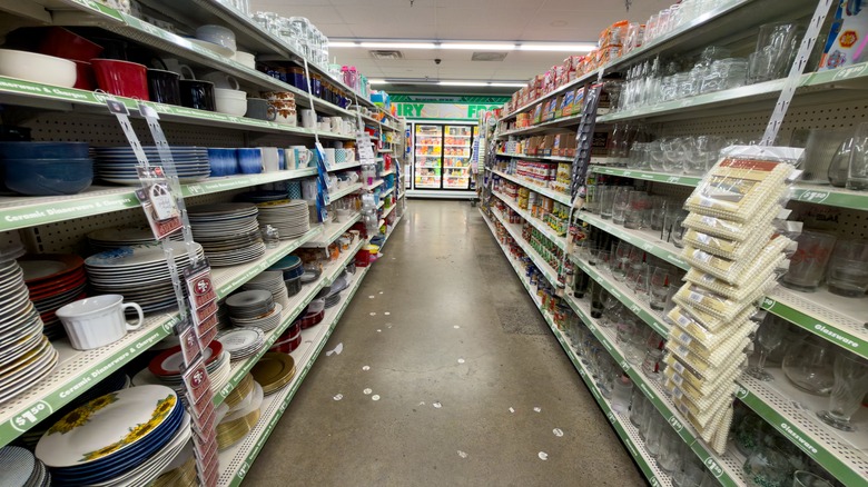 Dinnerware aisle at Dollar Tree