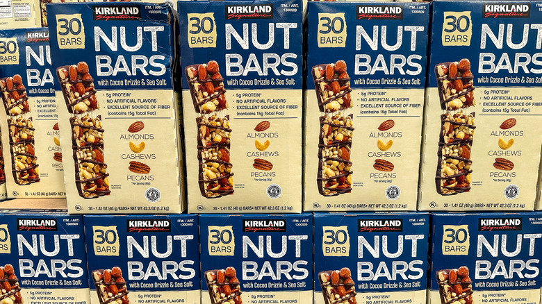 Palette piled with Kirkland Signature Nut Bars