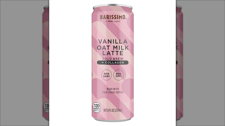 A Barissimo Vanilla Oat Milk Latte can.