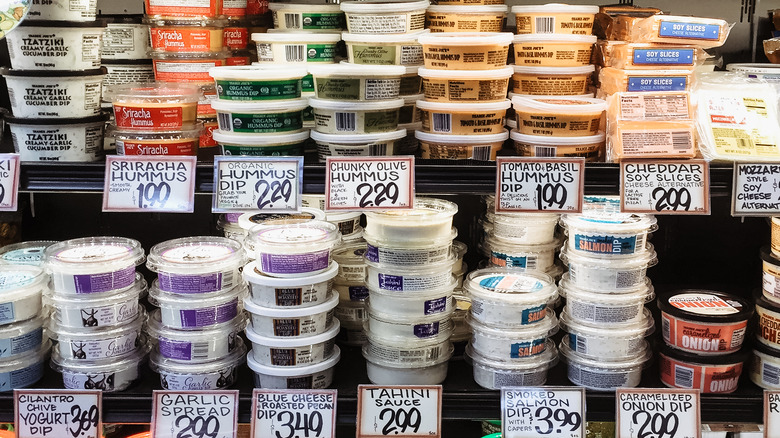 Trader Joe's dips on display in cooler
