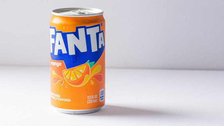 Fanta can on white background