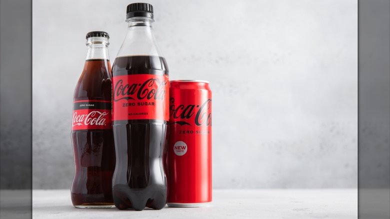 Bottles and can of Coca-Cola Zero Sugar