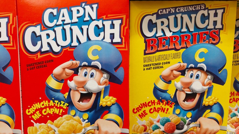 Boxes of Cap'n Crunch cereal.