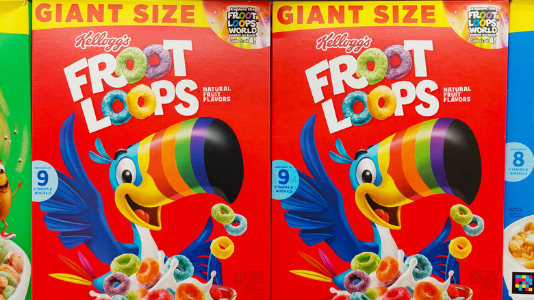 Boxes of Froot Loops cereal.