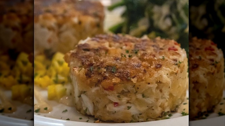 Closeup of a Stoney River Steakhouse and Grill crab cake