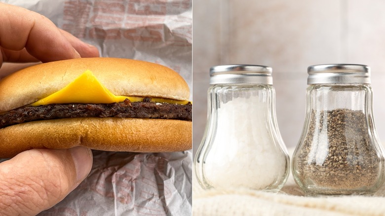 McDonald's cheeseburger and salt & pepper shakers