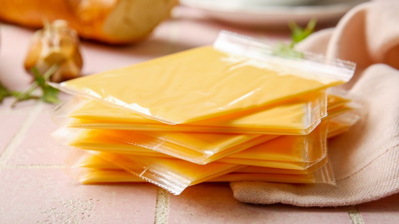 A stack ok processed cheese
