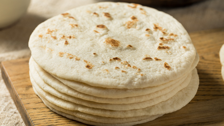A stack of homemade tortillas