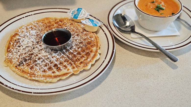 waffle and soup breakfast