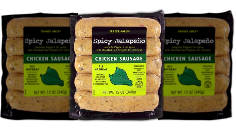 A package of Trader Joe's chicken sausage.