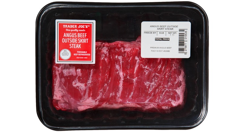 A package of Trader Joe's Skirt Steak.