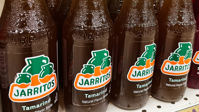 Close-up of bottles of Jarritos Tamarind soda