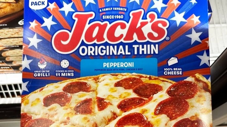 Box of Jack's Original Thin Pepperoni frozen pizza