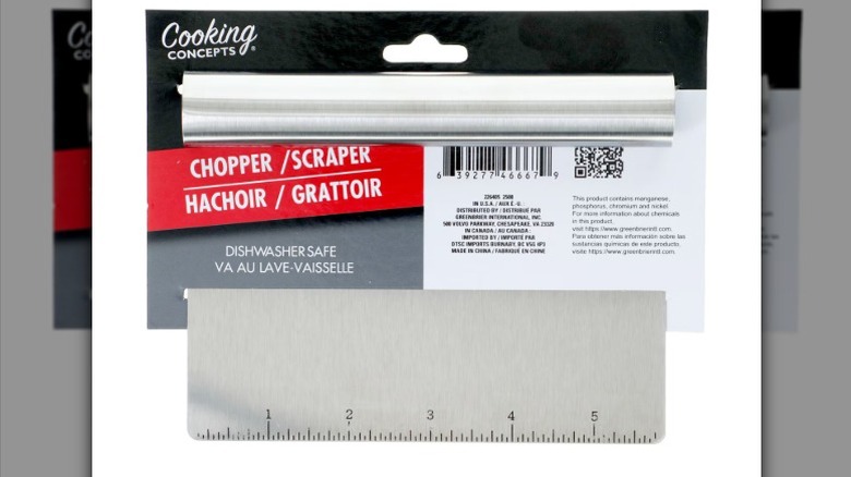 A Cooking Concepts stainless-steel chopper/scraper is displayed against a white background