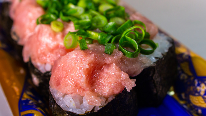 Negitoro sushi in a supermarket container