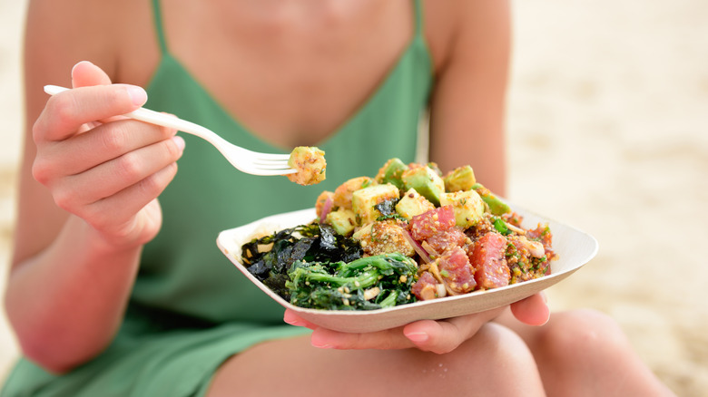 A bowl of Hawaiian-style poke, made with ahi tuna