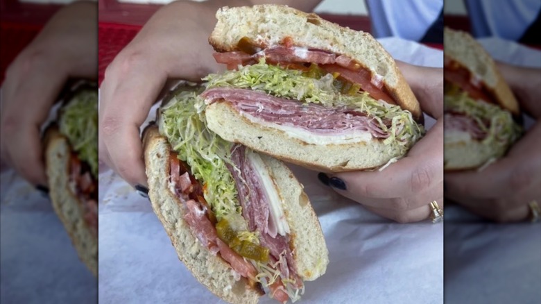 two halves of a home slice Italian sub