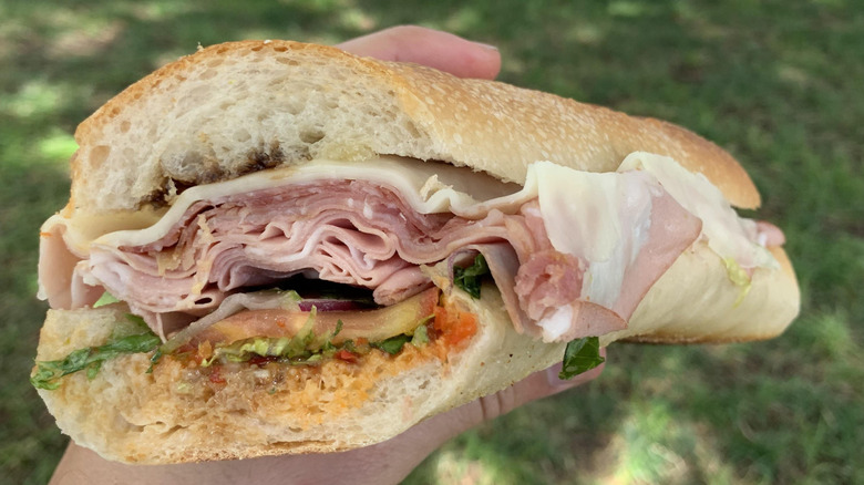 Monicas Mercato sub against a grassy background