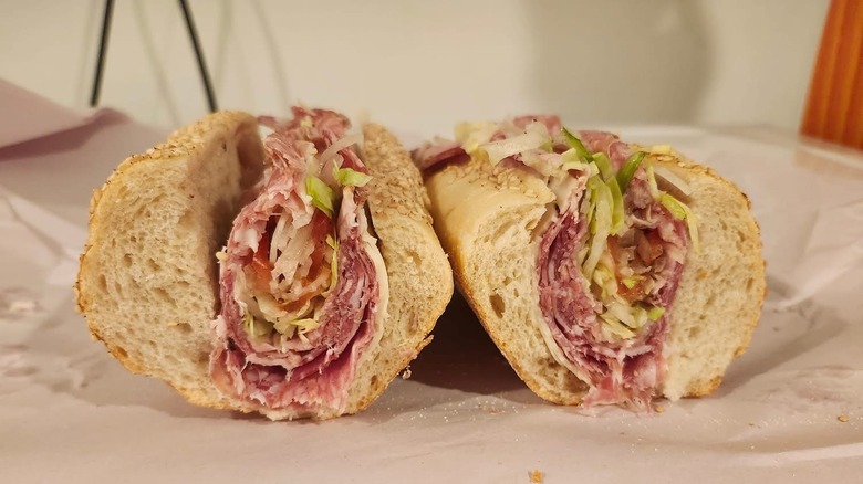 Olde Italian hoagie from Antonio's on parchment paper