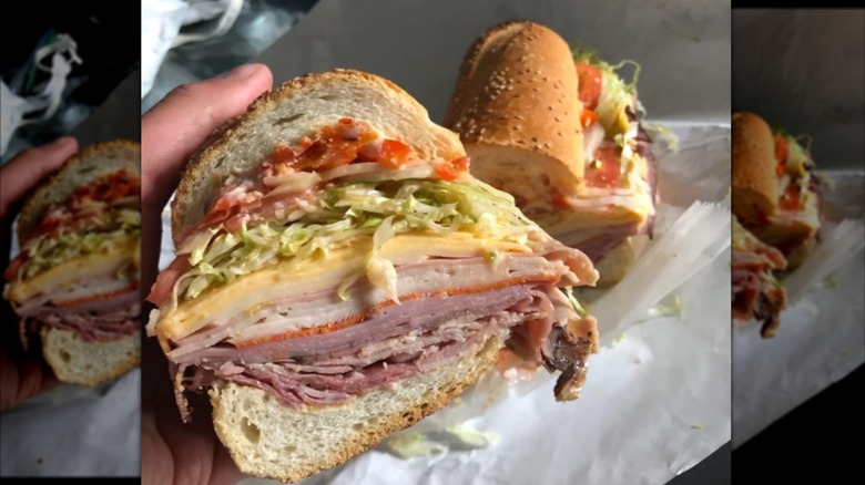 The bomb from sal kris and Charlie's in a white parchment wrap