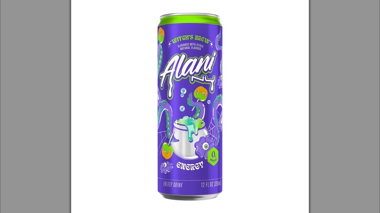 A can of Alani Nu Witch's Brew Fall Halloween Energy Drink.