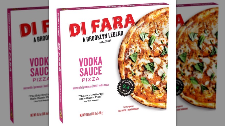 A box of Di Fara Vodka Sauce 12" Frozen Pizza.