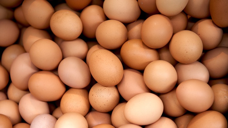 Texture shot of whole brown eggs