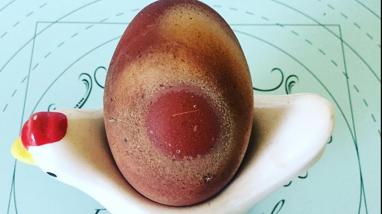 White-banded egg on decorative plate