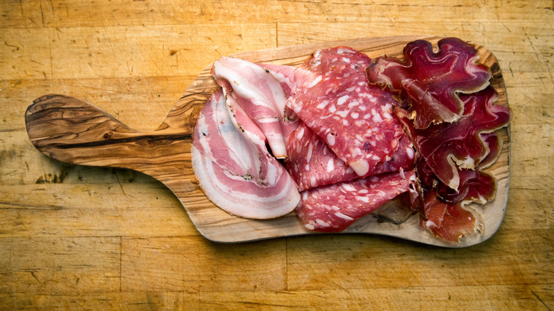a charcuterie board of meats
