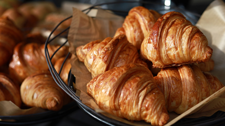 croissants in wire bowl