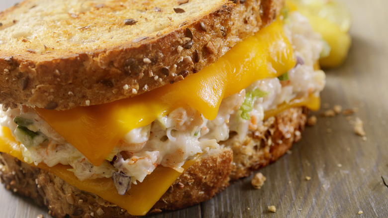 Close up image of a tuna melt sandwich