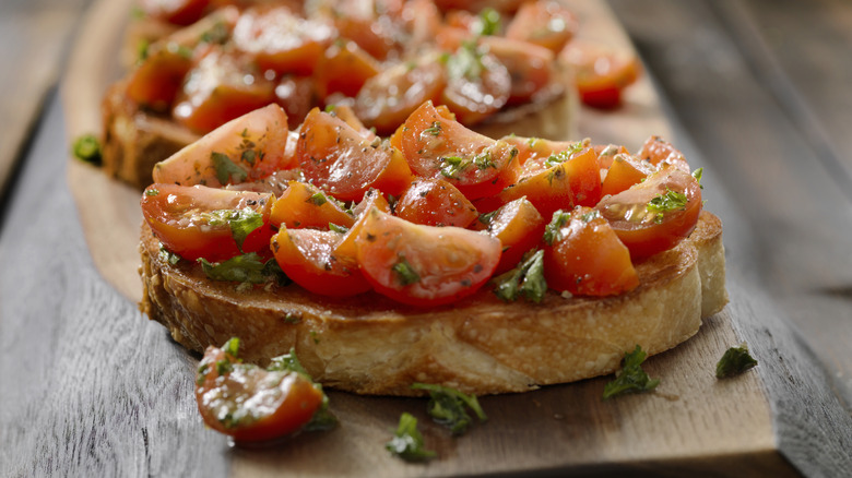Cherry tomatoes on toast