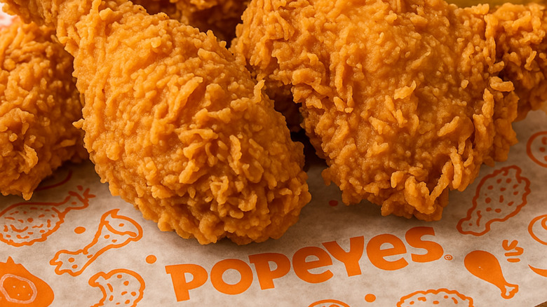 Popeyes fried chicken on a paper
