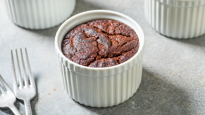 A brownie in a ramekin