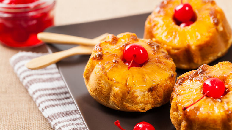 mini pineapple upside down cakes