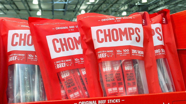 Several bags of Chomps Beef Meat Sticks