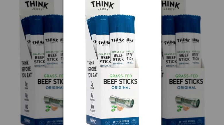 Photo of box of Think Jerky Beef Meat Sticks