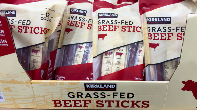 Several bags of Kirkland Grass-Fed Beef Sticks