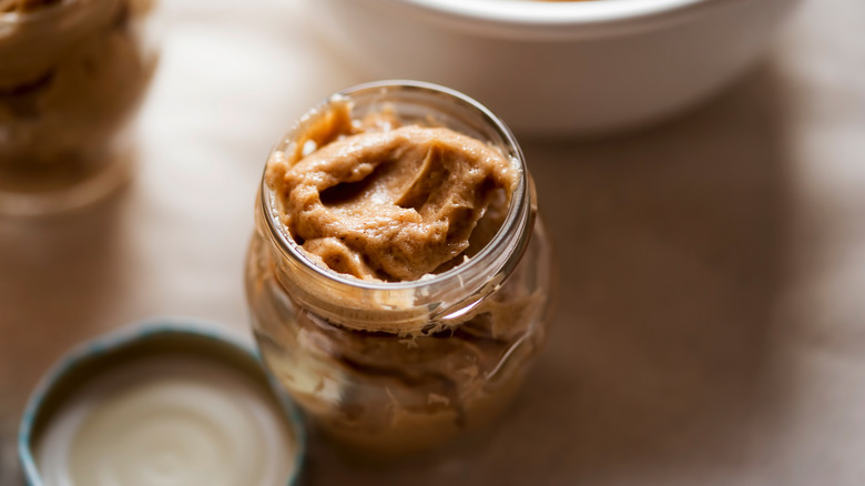 Spiced whipped butter served in a jar.