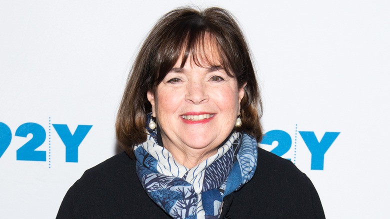 Ina Garten smiling wearing blue scarf